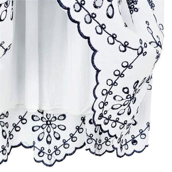 New! GIULIA ROSI Made in Italy Contrast Floral Embroidered Cotton Midi Skirt - Picture 5 of 7